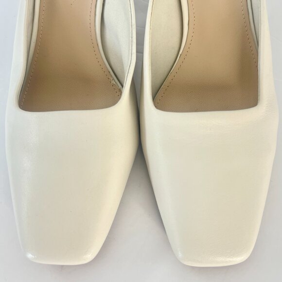 Sz 7.5 Aldo Brerwen White Leather Square Toe Block Heel Slip On Mule Shoes‎ - Picture 5 of 15